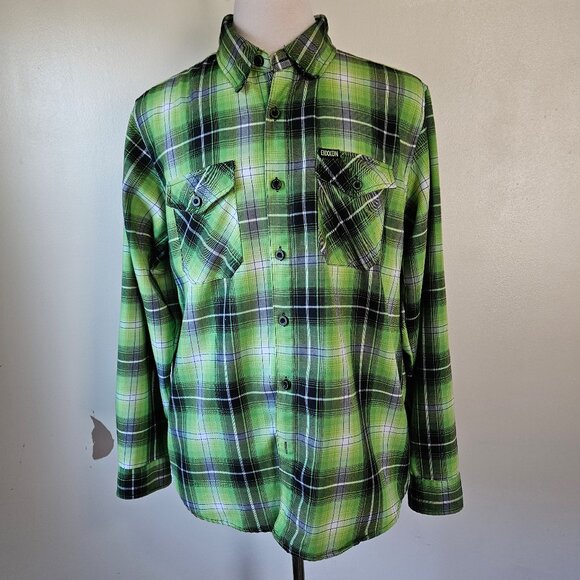 Dixxon Flannel Arsenic Green Plaid Shirt L - Picture 1 of 8